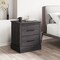 Dark Gray-Oak Wooden Floor Nightstand with Pull-Out Storage Drawers